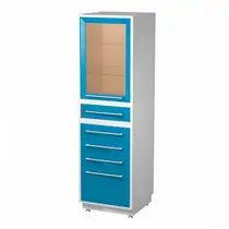 Arkodor AR-64 - шкаф с распашной застекленной дверью, двумя стеклянными полками, пятью выдвижными ящиками